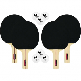 Set 4 Raquetas Butterfly RDJ + 6 Bolas
