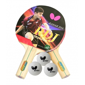 Set 2 Raquetas Butterfly RDJ + 3 Bolas